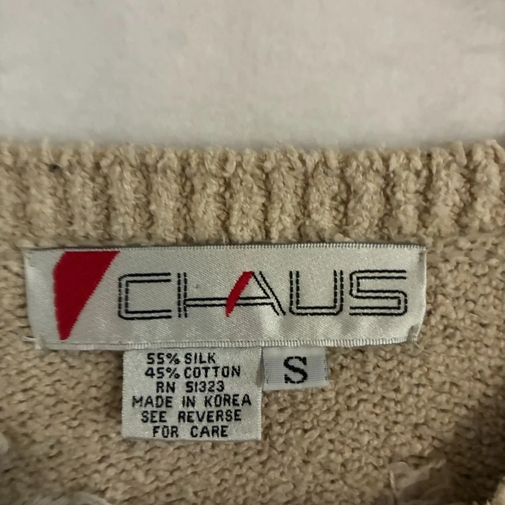 Vtg Chaus Knit Silk Blend Sweater Womens Size S Embroidered Cottage Artsy Floral